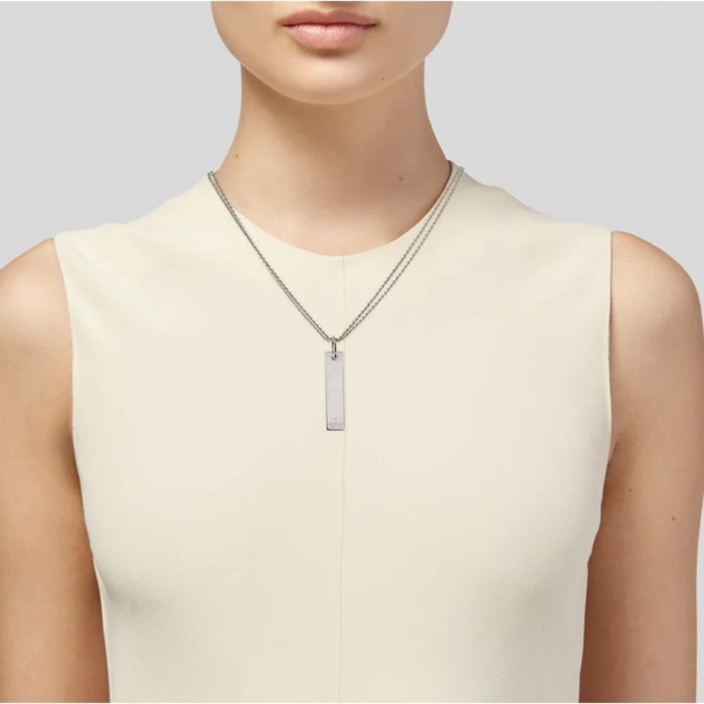 Gucci Sterling Silver Vertical Bar Pendant Necklace